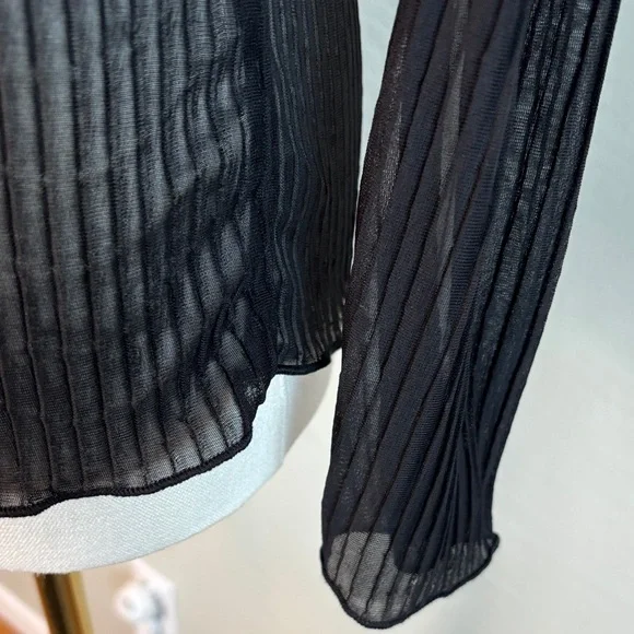 Bundle 2 for $30! Zara Black Sheer Ribbed Tie-Front Cardigan Small Whimsigoth - Picture 4 of 5